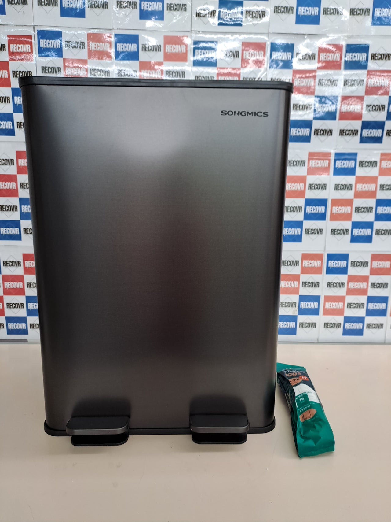 Cubo basura 2x30L pedal acero inox tapa suave SONGMICS