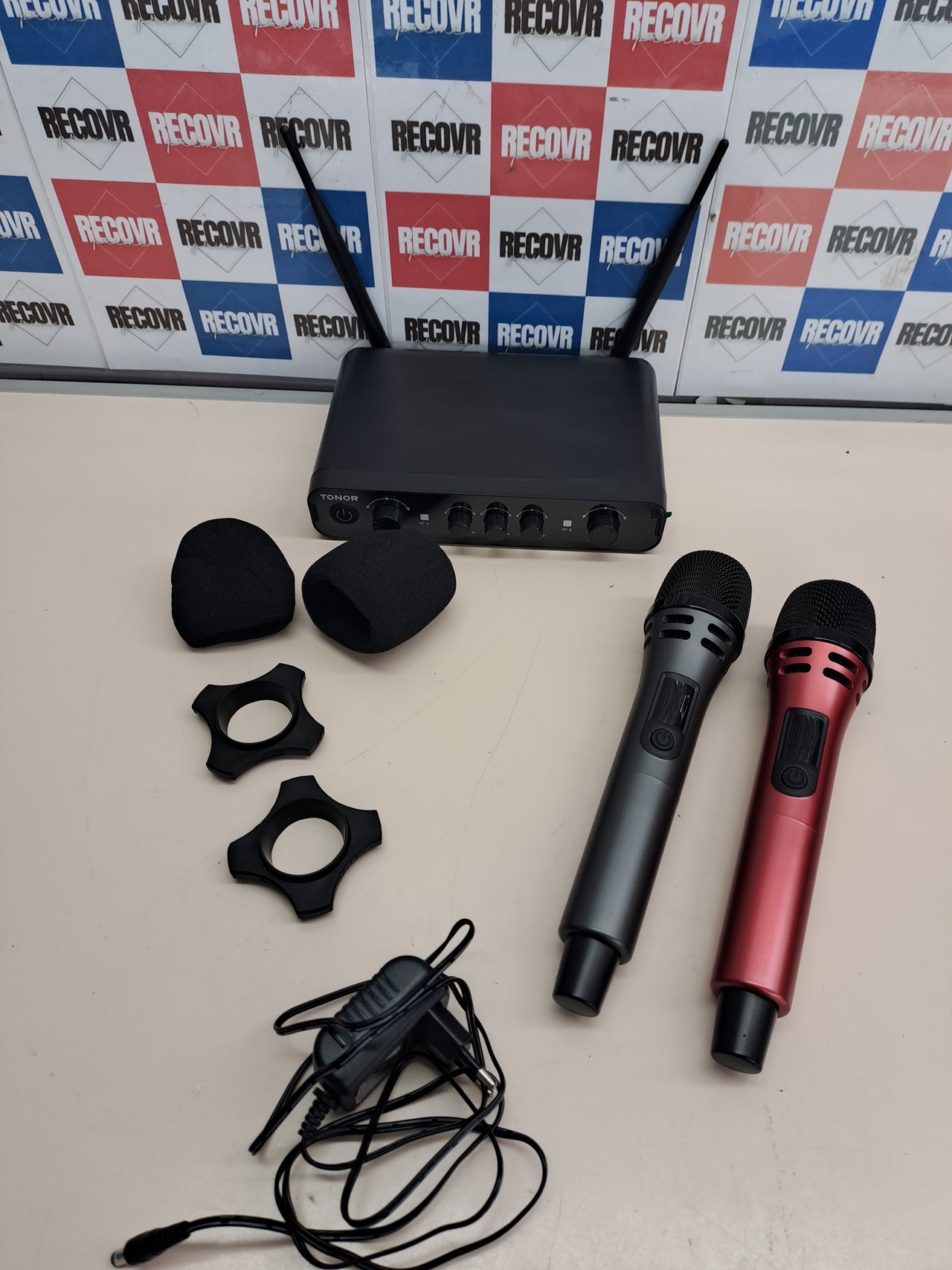 Micrófono inalámbrico TONOR  dual UHF con receptor para karaoke y eventos