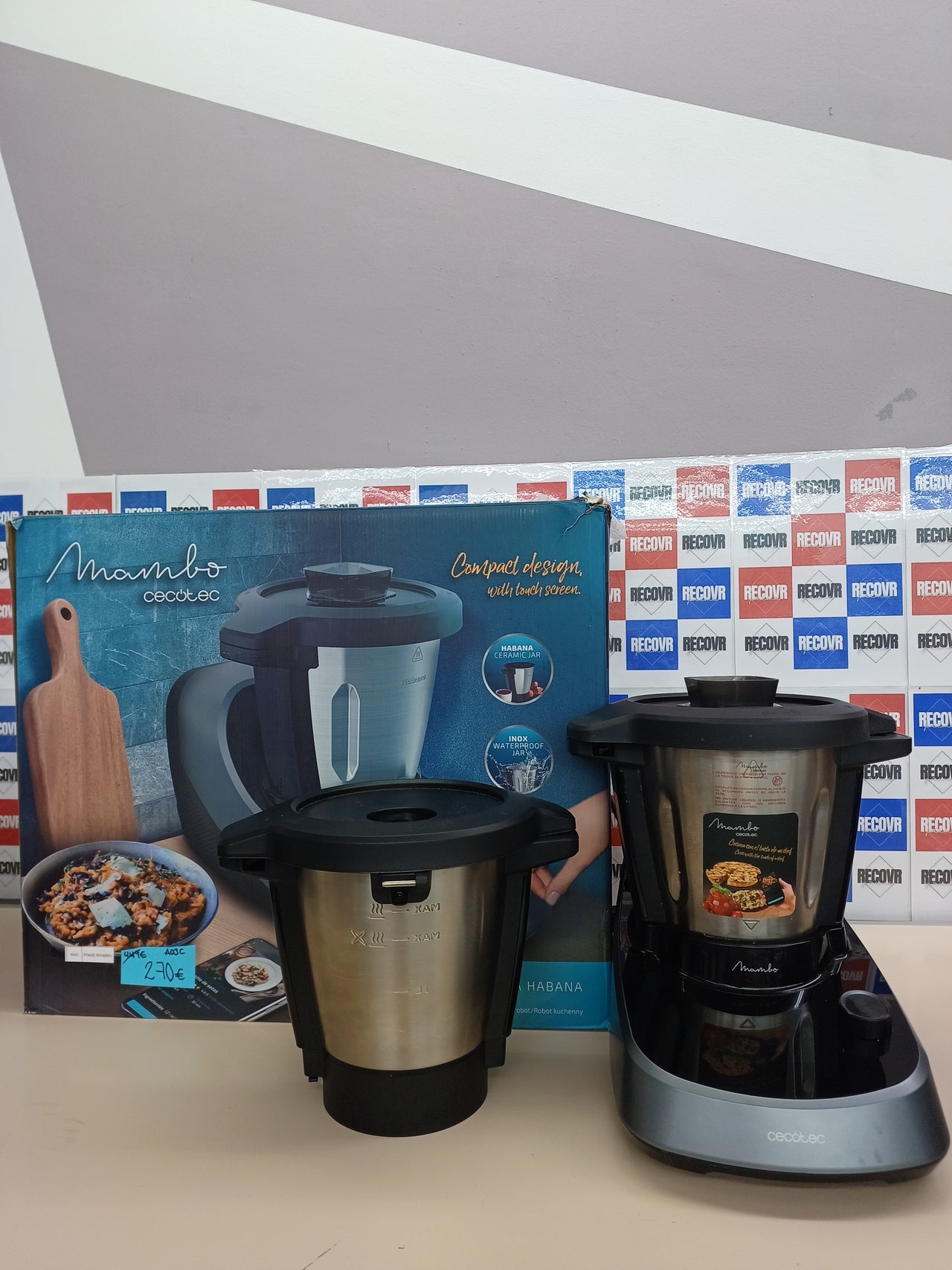 Cecotec Robot de Cocina Multifunción Mambo Touch con Jarra Habana. 1600 W, 37 Funciones, Pantalla Táctil TFT 5" con Recetario Integrado, 3,3 Litros, APP, Báscula y Jarra de Acero Inox + Habana