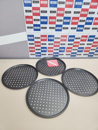 Thumbnail for Set 4 Bandejas Pizza, Redondas, Moldes Horno Perforados, Antiadherentes, ∅32 cm, Acero, Masa Casera, Antracita Relaxdays Knusper