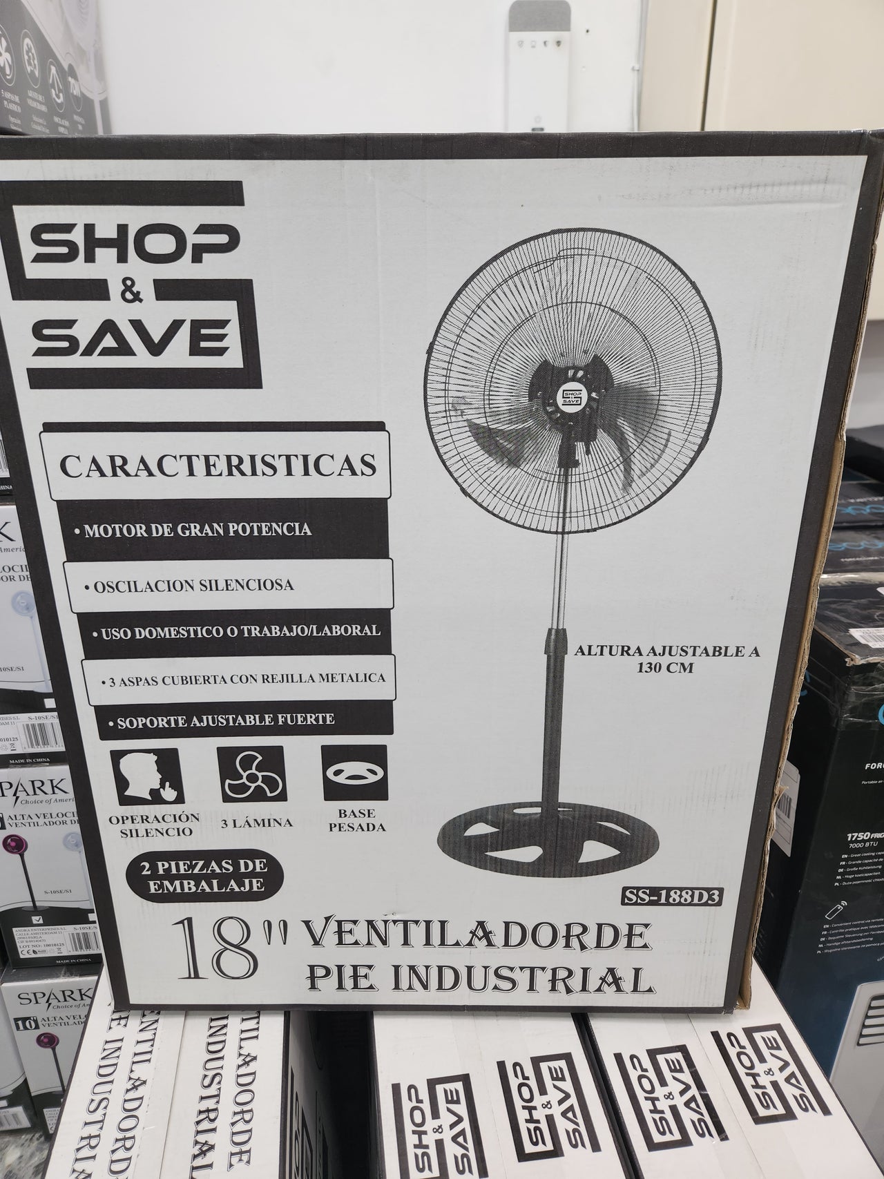 Ventilador de Pie Industrial 18" 130cm 85-90W SS-188D3