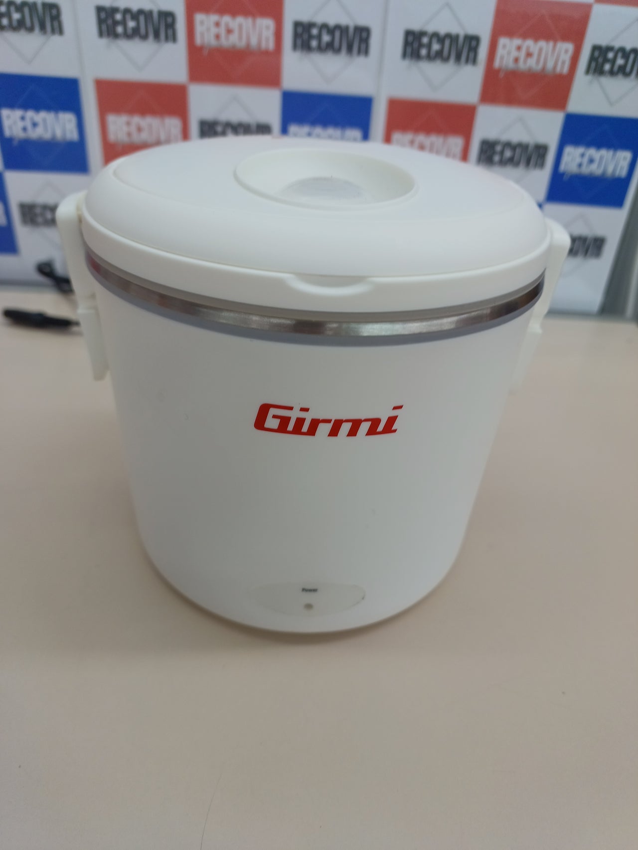 Calentador de alimentos eléctrico Girmi SC02 "Vivandiere 2 en 1", recipiente de acero inoxidable de 0,7 L, doble voltaje: 12 V - 230 V, 36 W, color blanco