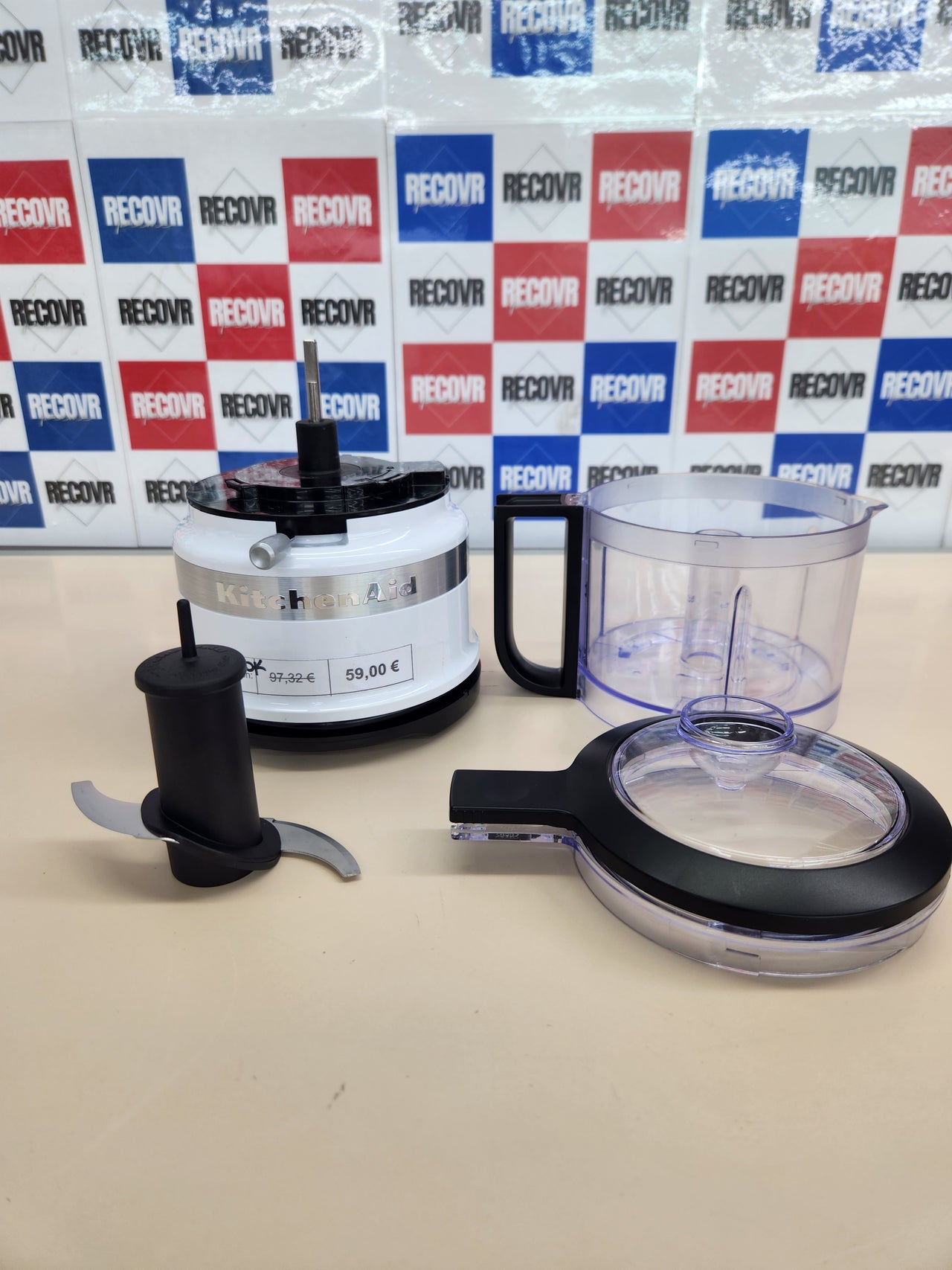 Mini PROCESADOR 240W, 0.83 litros, DE Alimentos,  1 Decibelios, Acryl, 2 Velocidades, Blanco KitchenAid KFC3516