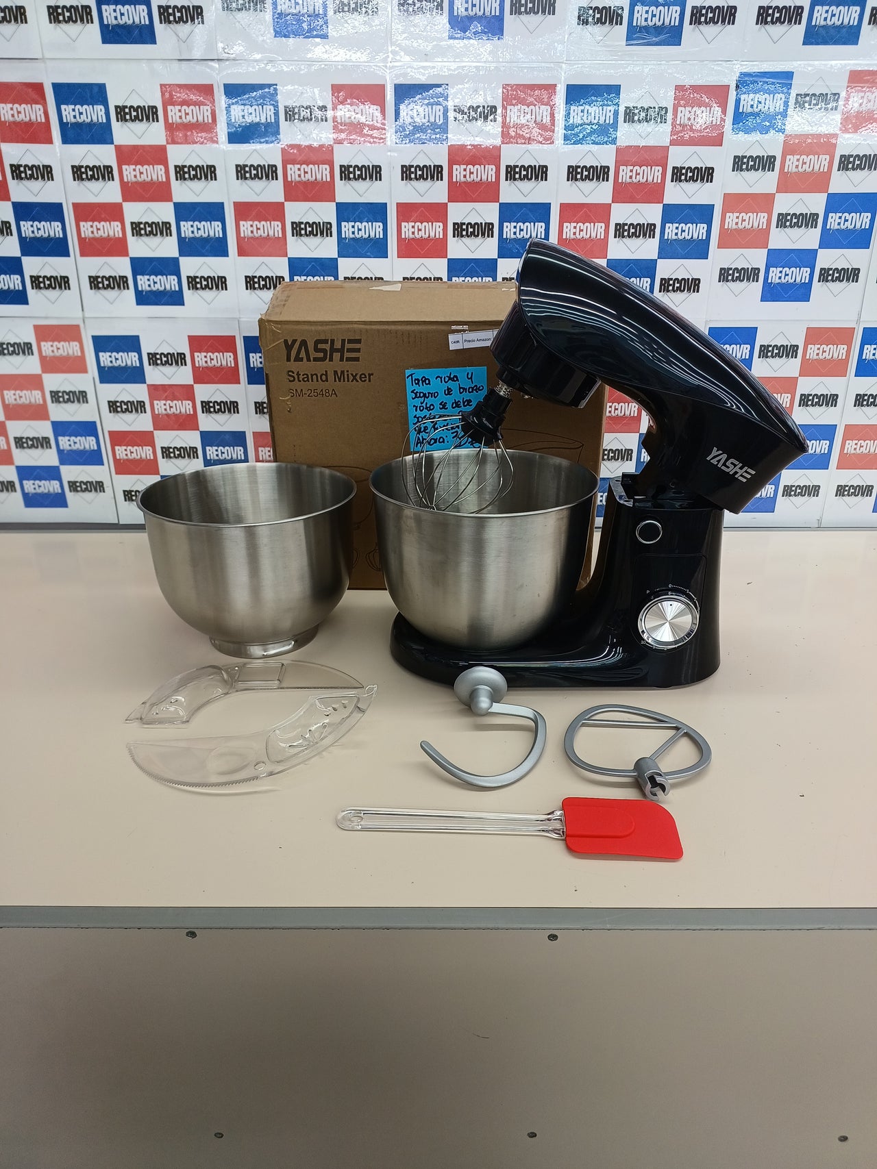 Batidora Amasadora 1500W, 4,5 + 5L Doble Bol YASHE