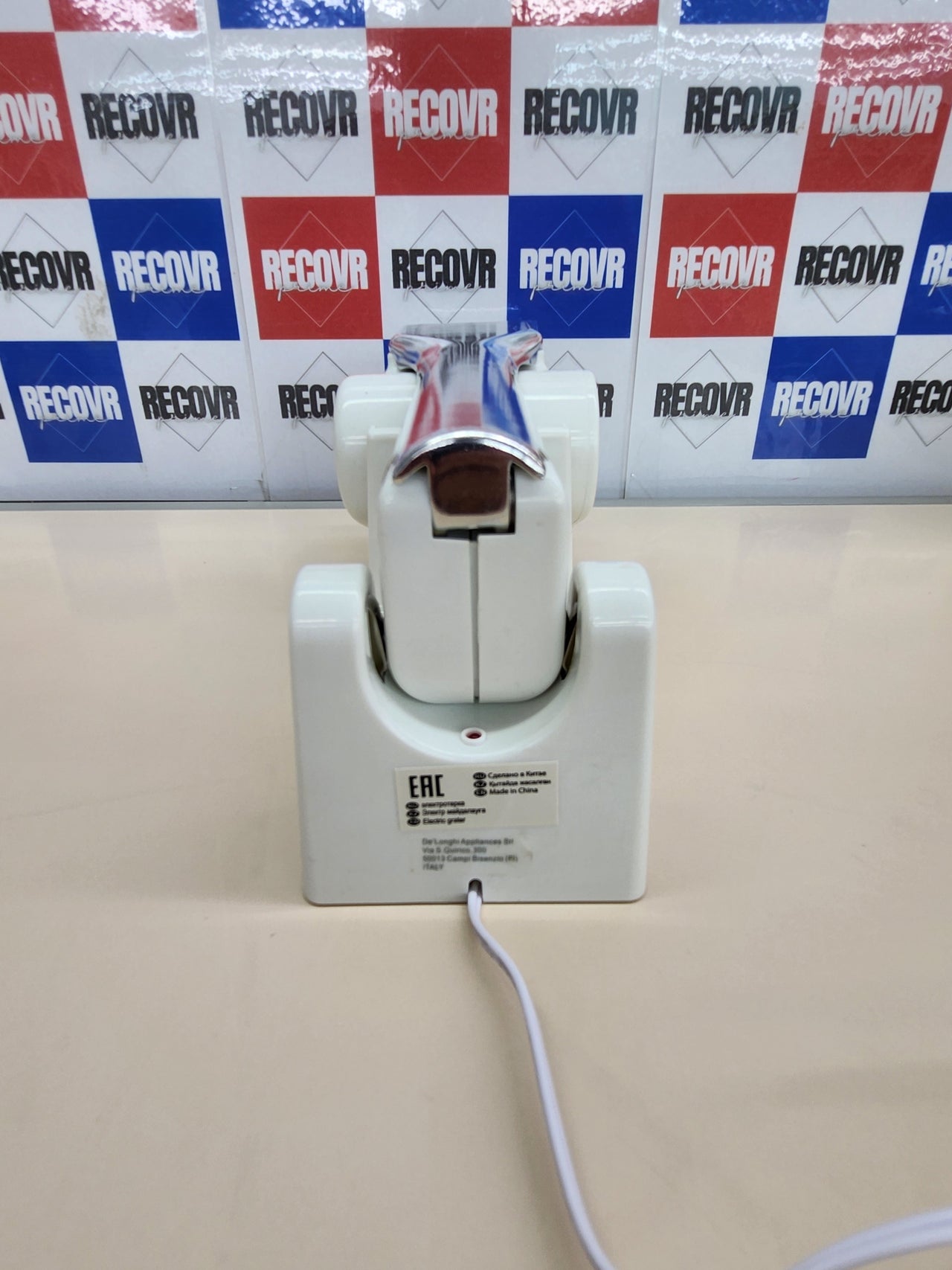 Ralladora Queso Eléctrico Inalámbrico, 1500 mAh, Ariete Gratì Metal 44, Blanco, 2 Rodillos de Acero Inoxidable