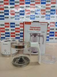 Thumbnail for Morpilot Espumador de leche eléctrico, Milk Frother de cristal, bonito para ver, 4 en 1 función, capacidad 250 ml capuchino o 300 ml leche caliente, diseño dividido, blanco