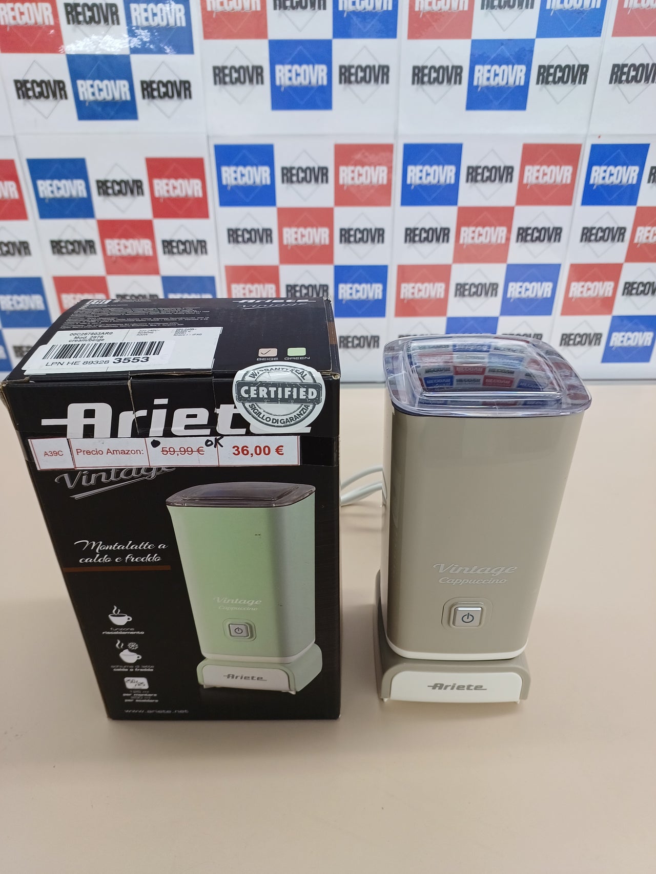 Ariete 2878/03 Espumador De Leche Vintage, 500W, 3 Funciones, Antidaherente, Color Beige