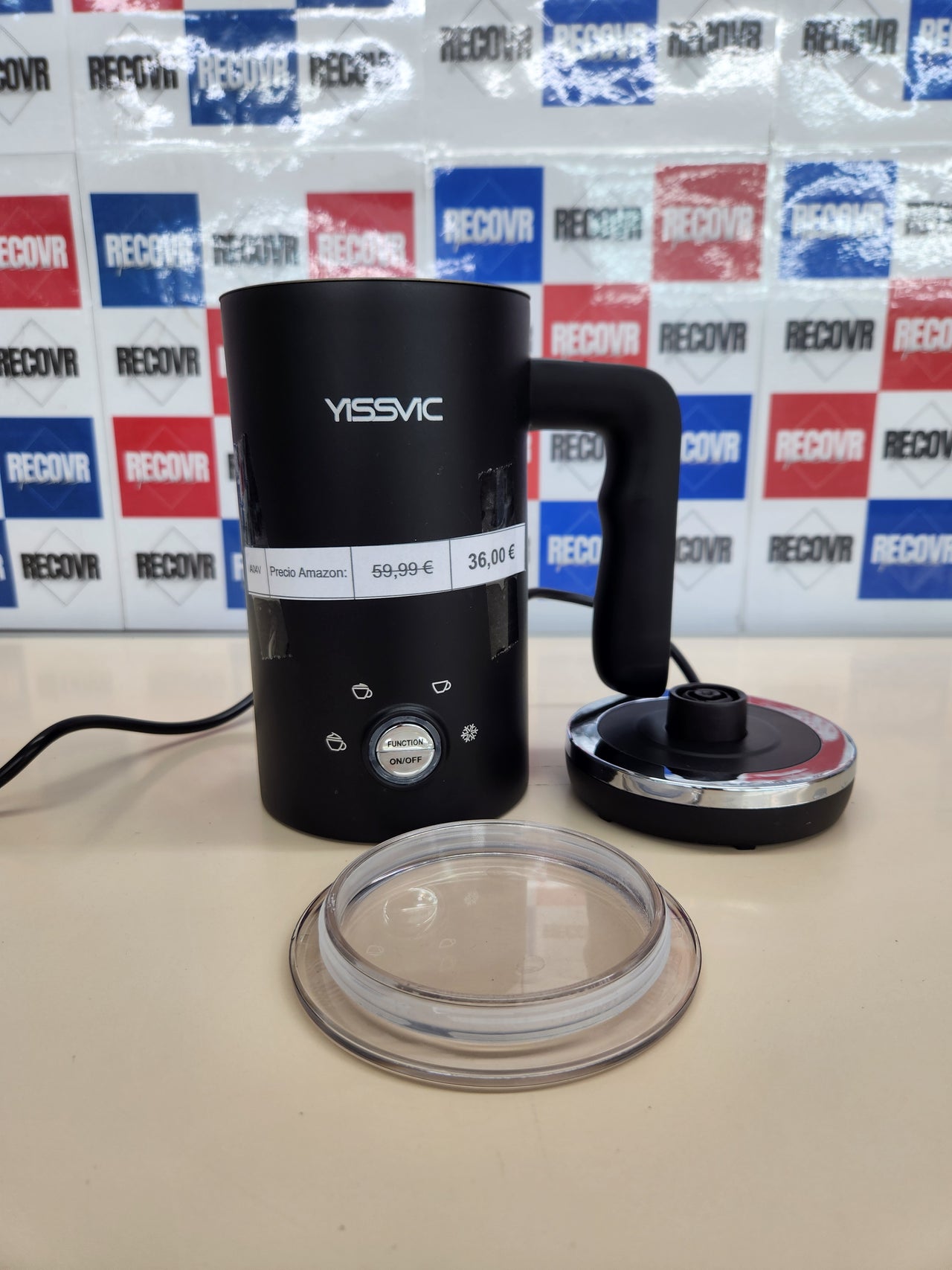Yissvic Espumador de leche eléctrico 4 en 1, espumador eléctrico de 600 W, 300 ml, espumador de leche de acero inoxidable, control de temperatura, revestimiento antiadherente