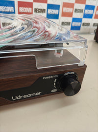 Udreamer Platino, tocadiscos Bluetooth 5.3, 2 altavoces, café