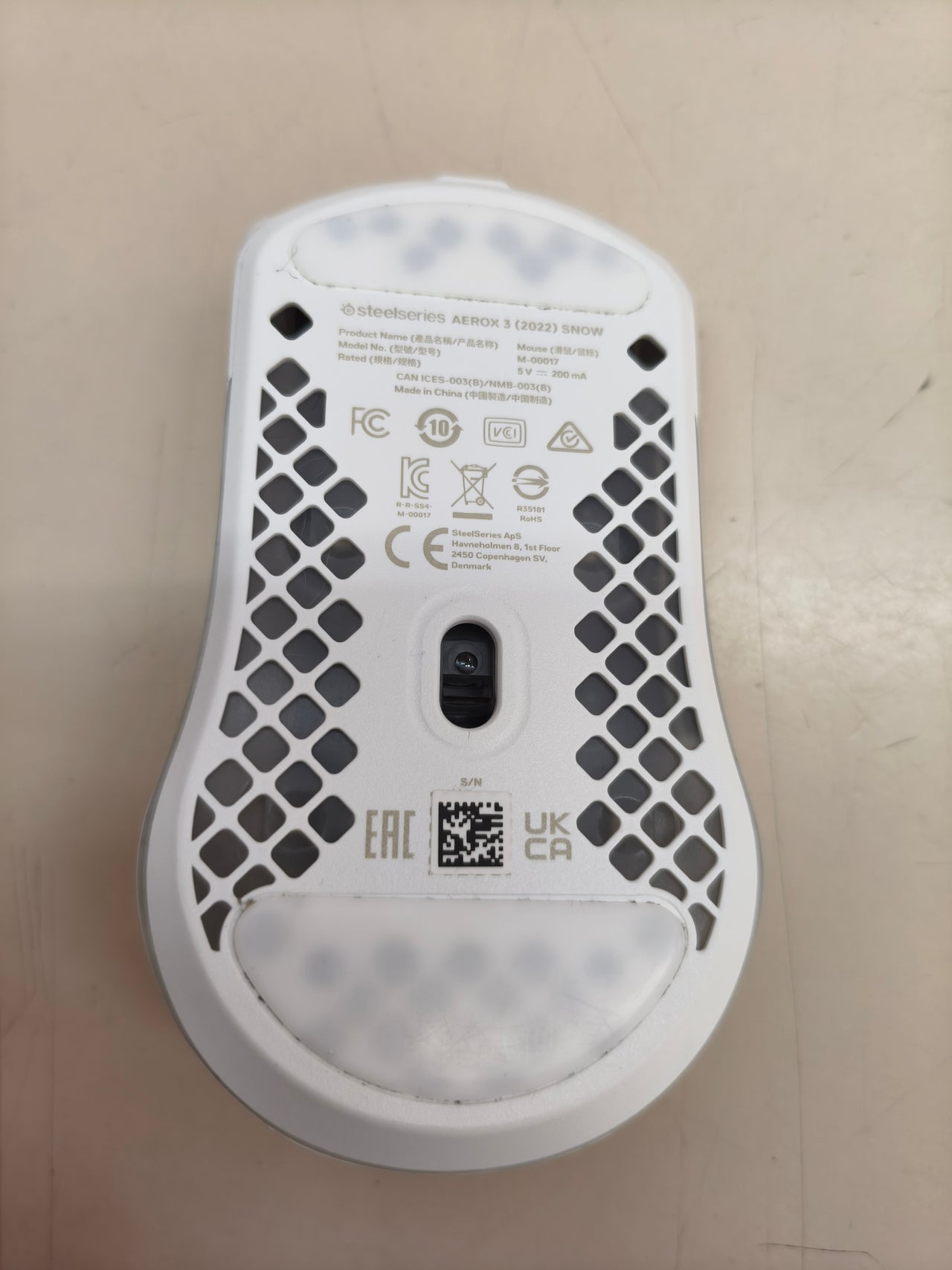 Ratón gaming SteelSeries Aerox 3 con cable, blanco