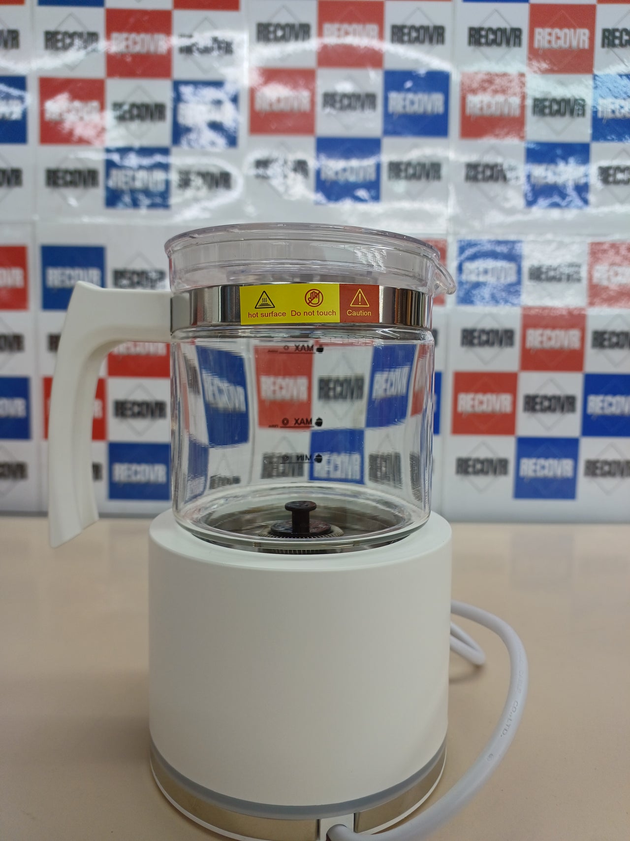 Morpilot Espumador de leche eléctrico, Milk Frother de cristal, bonito para ver, 4 en 1 función, capacidad 250 ml capuchino o 300 ml leche caliente, diseño dividido, blanco