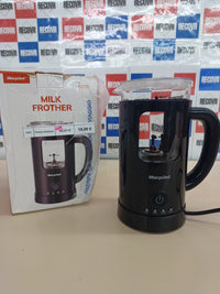 Espumador Leche Eléctrico 600 ml, Espumador Leche Automático  Inducción 4 en 1, Frío y Caliente, Diseño de Latte, Cristal Visual, Fácil de Limpiar, 550 W, 220-240 V, Negro Morpilot