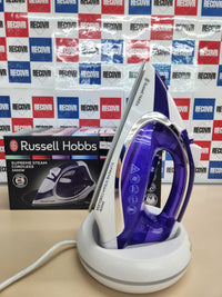 Plancha 2400W Sin Cable Supreme Steam Cordless, Suela de Cerámica, Plancha Inalámbrica, Golpe Vapor 135g, Antical, Antigoteo, Apagado Automático, Morado y Blanco - 23300-56 Russell Hobbs