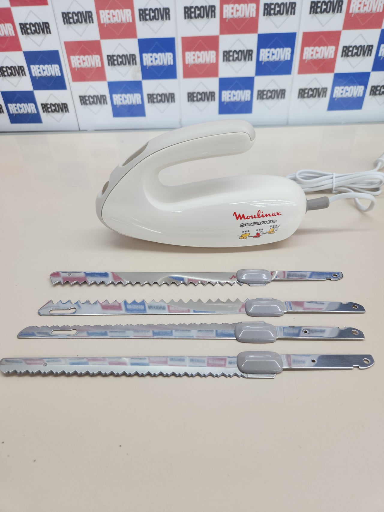 Cuchillo eléctrico 100W, con botón de eyección de las cuchillas, acero inoxidable, blanco Moulinex Secanto DJAC41