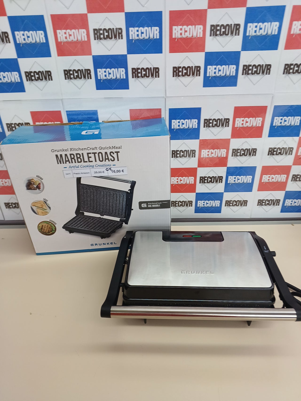 Parrilla grill eléctrica 1000-2000 W antiadherente 180° - Grunkel