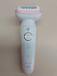 Thumbnail for Braun Silk-épil 9 SkinSpa - Set todo en uno, depiladora para mujer, depiladora de larga duración, cabezal de afeitado, cabezal de masaje, color blanco y rosa
