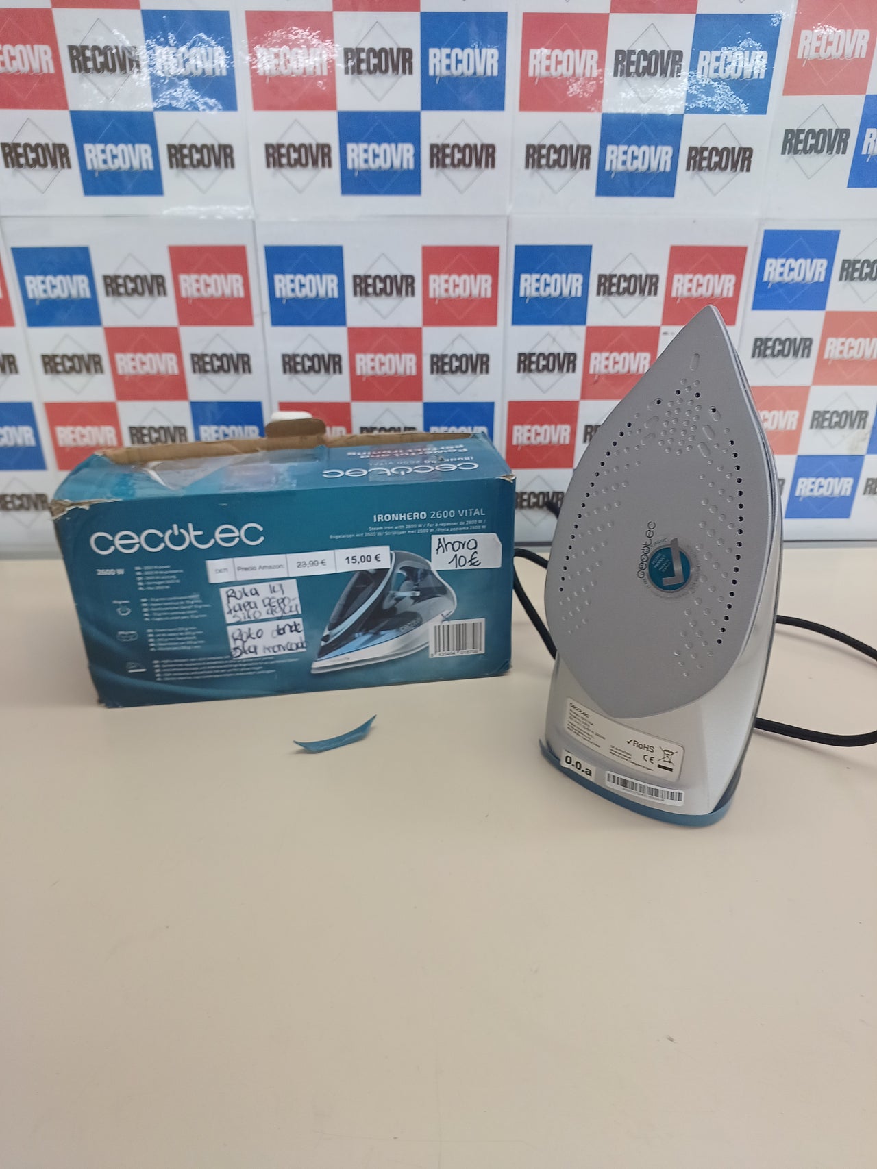 Plancha 2600W vapor 200g suela turbo Cecotec