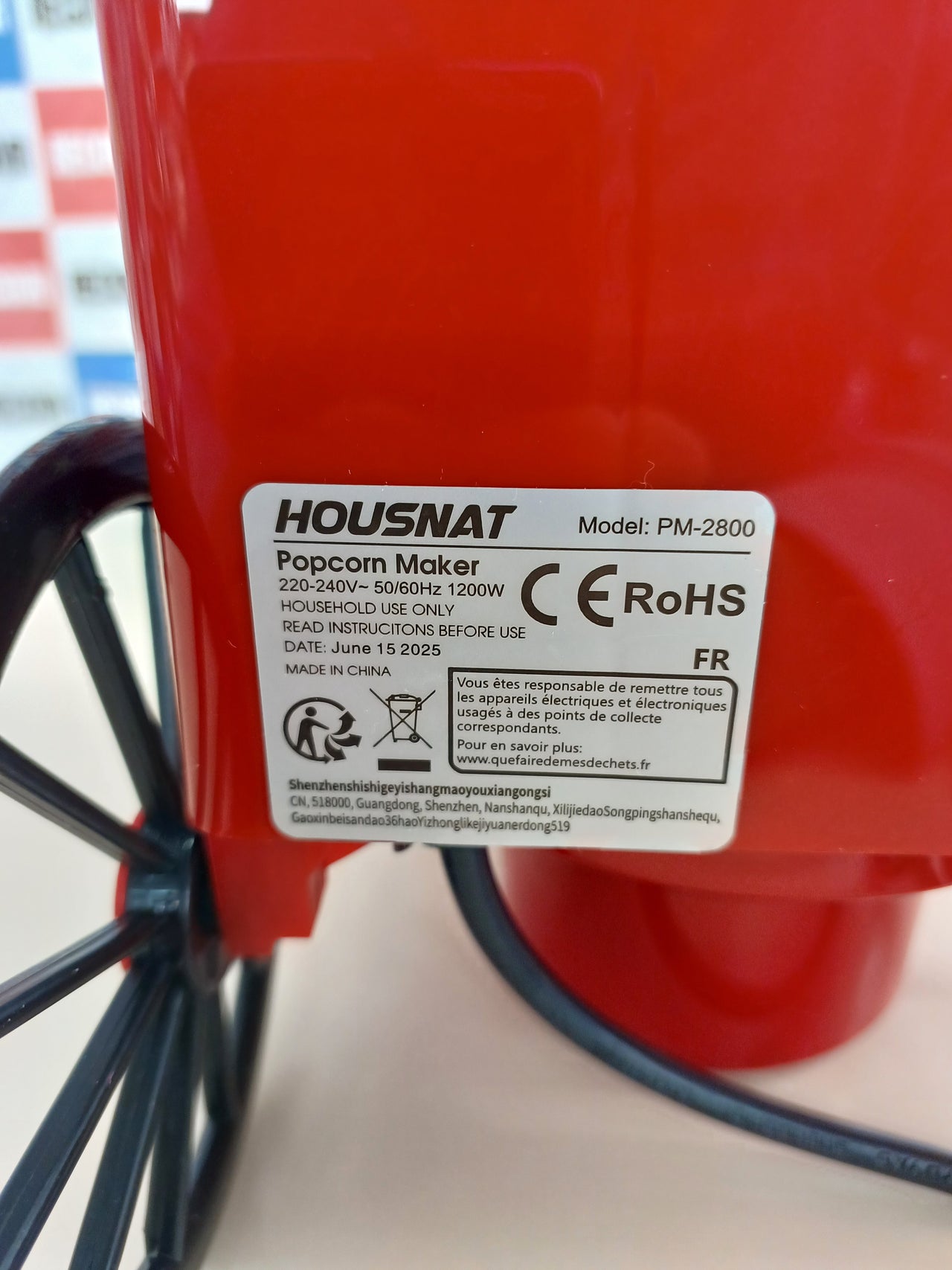 Palomitero 3.5 L, 1200 W aire caliente HOUSNAT
