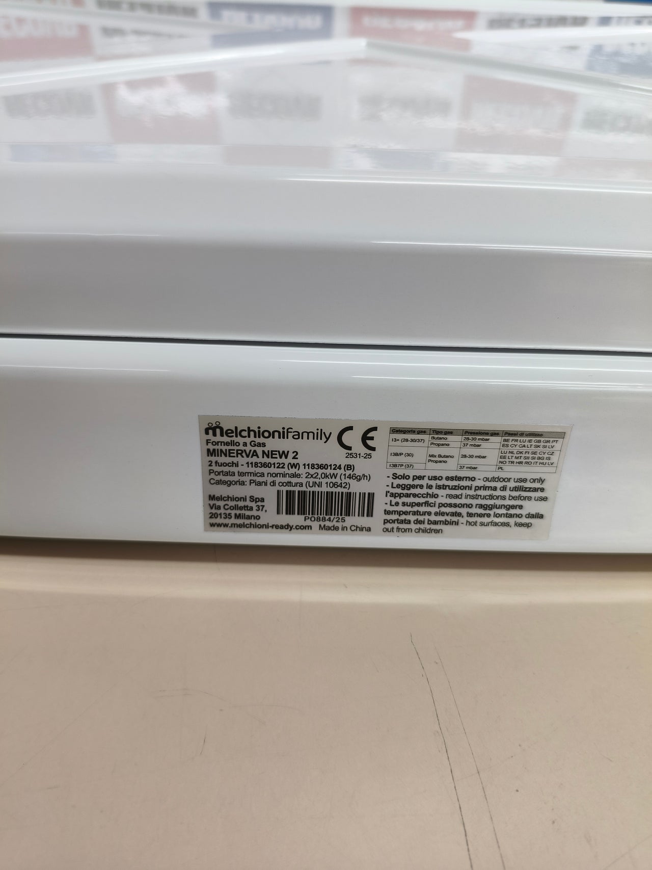 Cocina de gas de 2 fuegos Melchioni Family Minerva New blanca