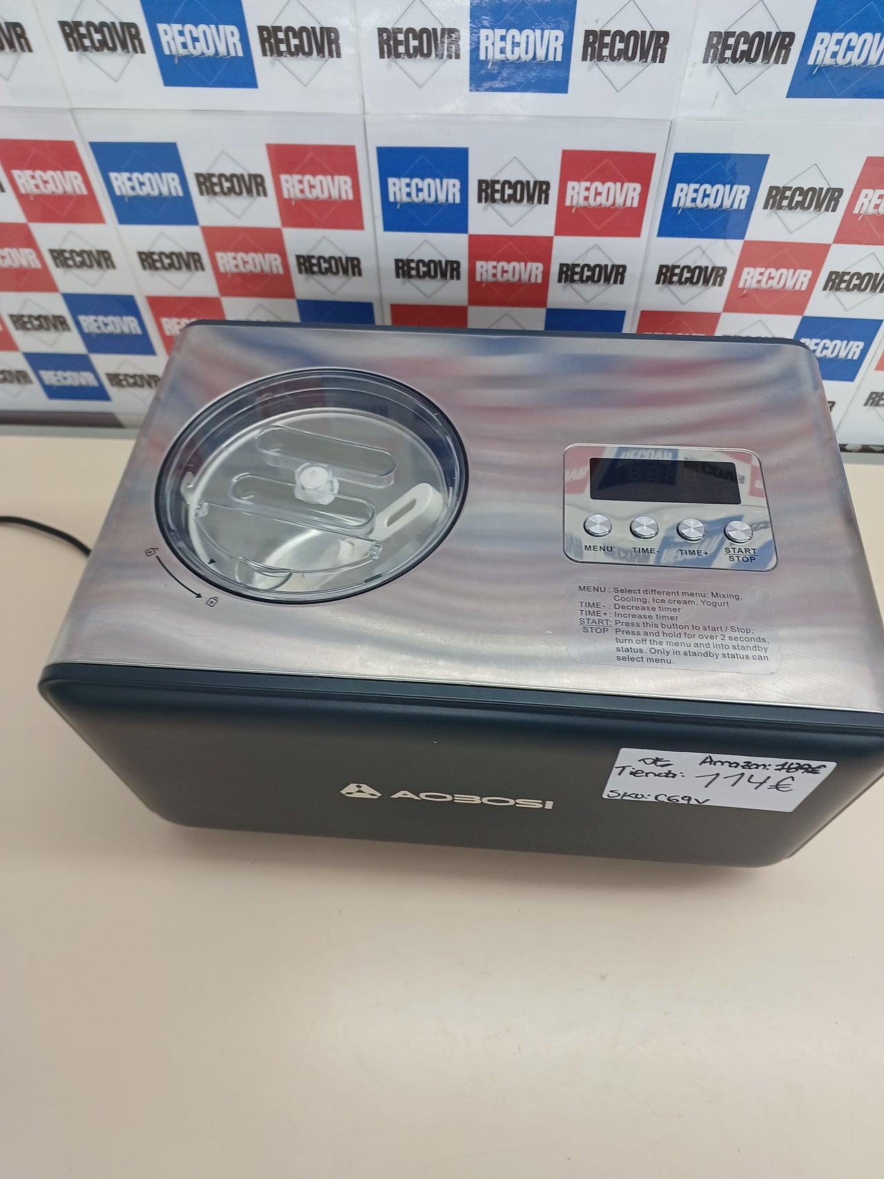 Heladora 1.5 L LED temporizador acero inoxidable Aobosi