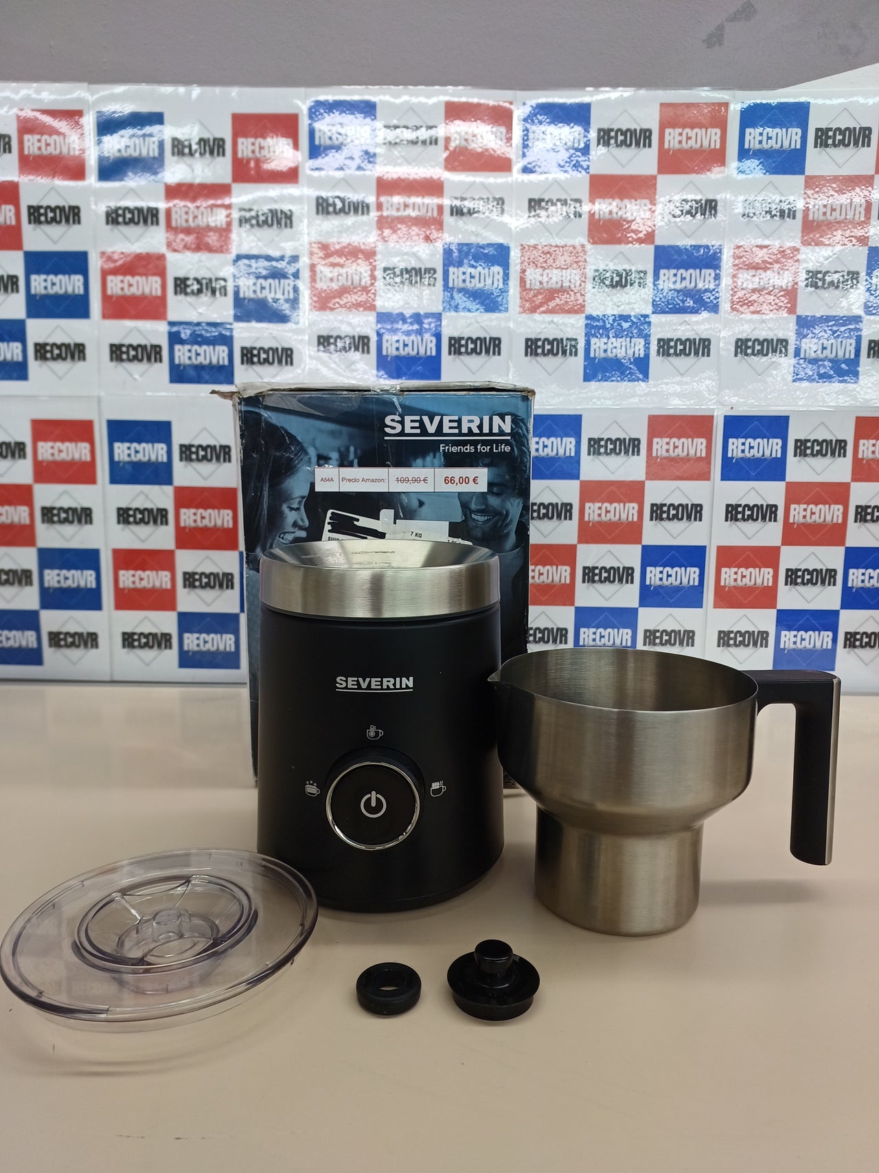 SEVERIN Espumador de leche por inducción Spuma 500, espumador eléctrico apto para el lavavajillas, bote espumador, acero inoxidable cepillado/negro mate, SM 3585
