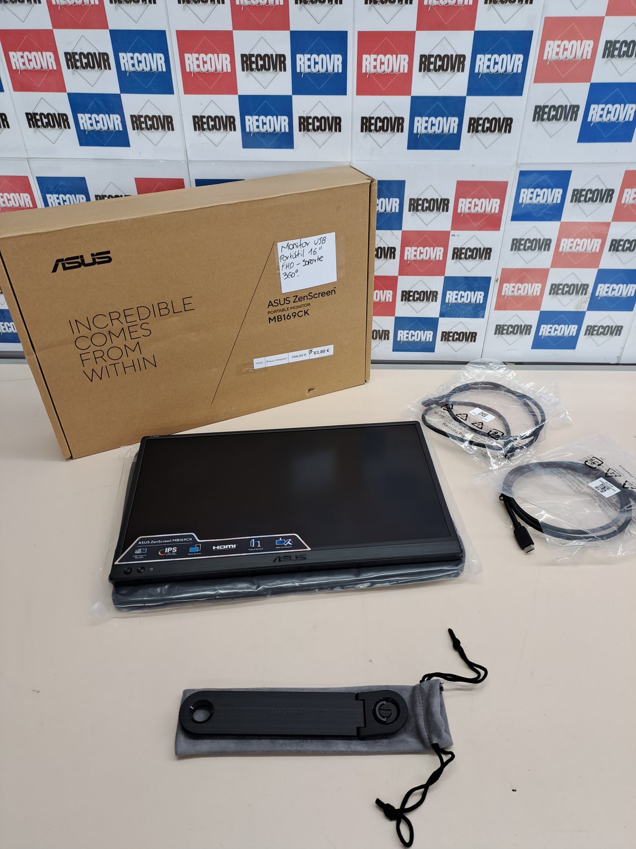 Monitor portátil USB 15,6” Full HD ASUS ZenScreen MB169CK