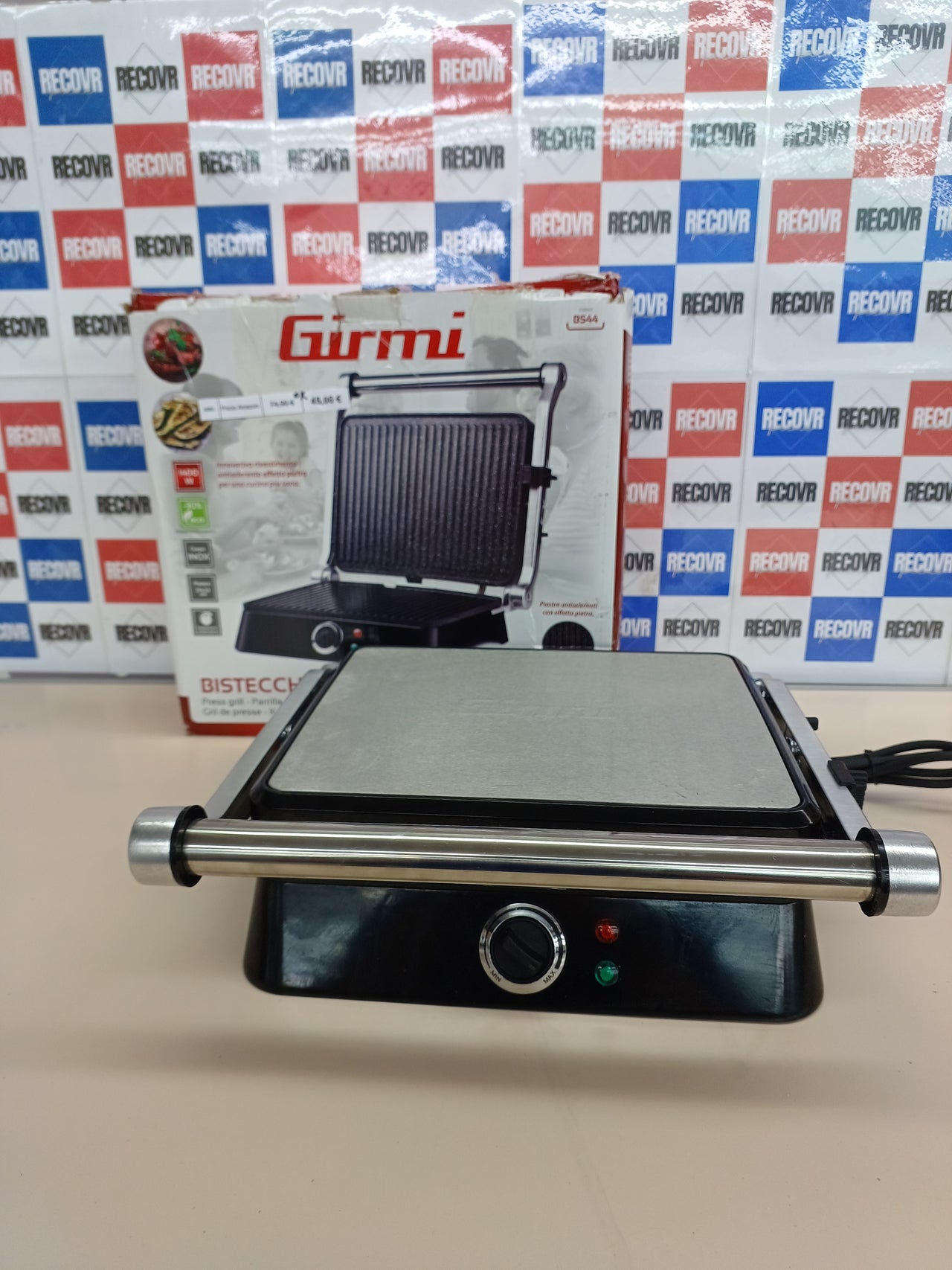 Parrilla 29,3 x 23 cm efecto Petravera, cuerpo inoxidable, placas  Girmi