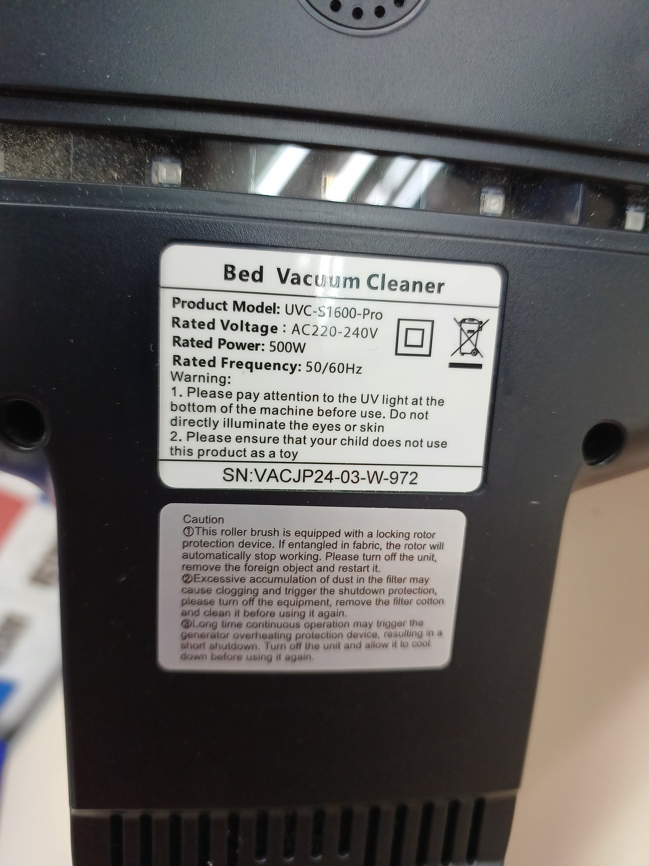 Aspirador antiácaros UV 16 kPa 500W HEPA - Genérico