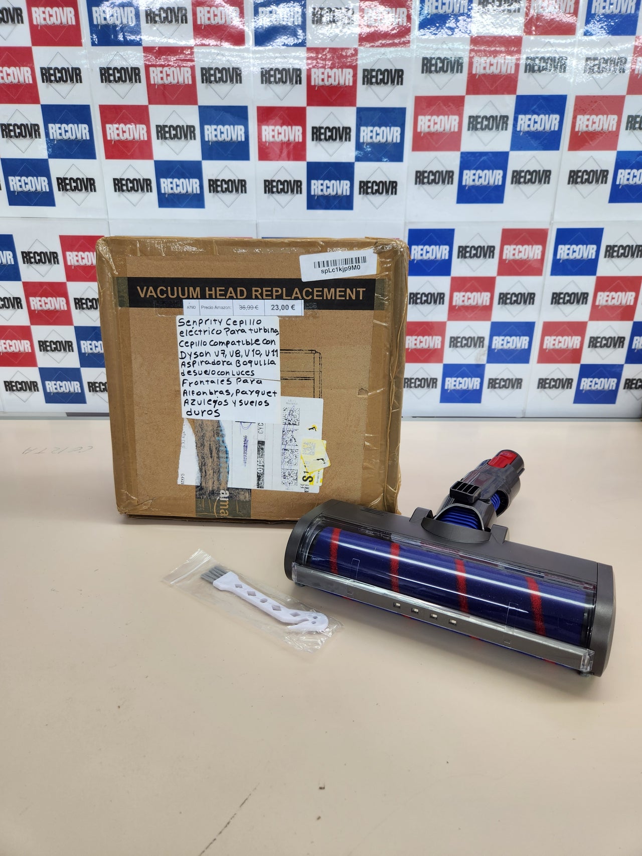 Senprity Cepillo eléctrico para turbina, cepillo compatible con Dyson V7 V8 V10 V11 Aspiradora Boquilla de suelo con luces frontales para alfombras, parqué, azulejos y suelos duros