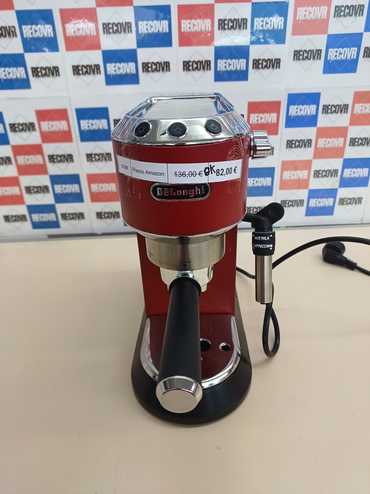 Cafetera espresso bomba acero 1,3 L roja - De'Longhia