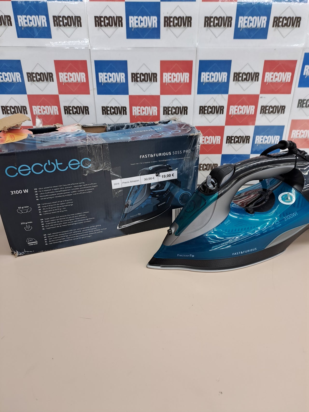 Plancha vapor 3100W cerámica 255g Fast&Furious 5055 Cecotec