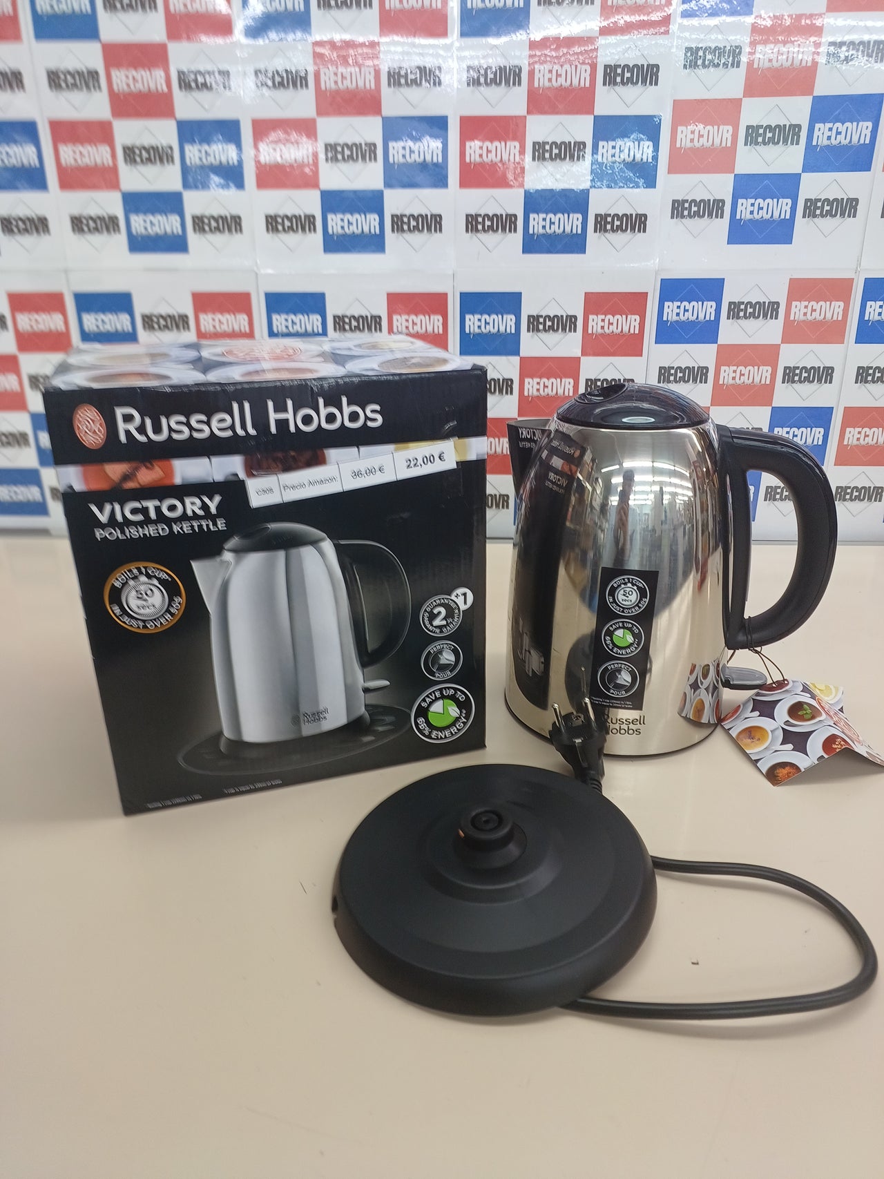 Hervidor eléctrico 1.7L 2400W acero inox Victory Russell Hobbs