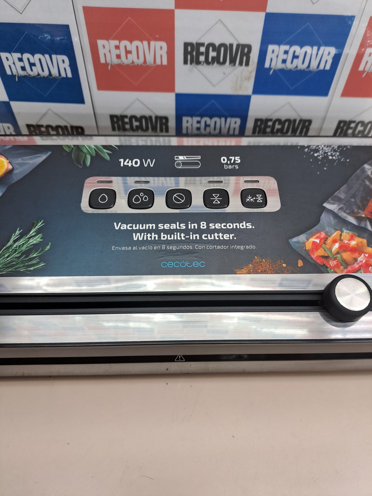 Envasadora vacío 140W inox 0,75 bar SealVac Cecotec