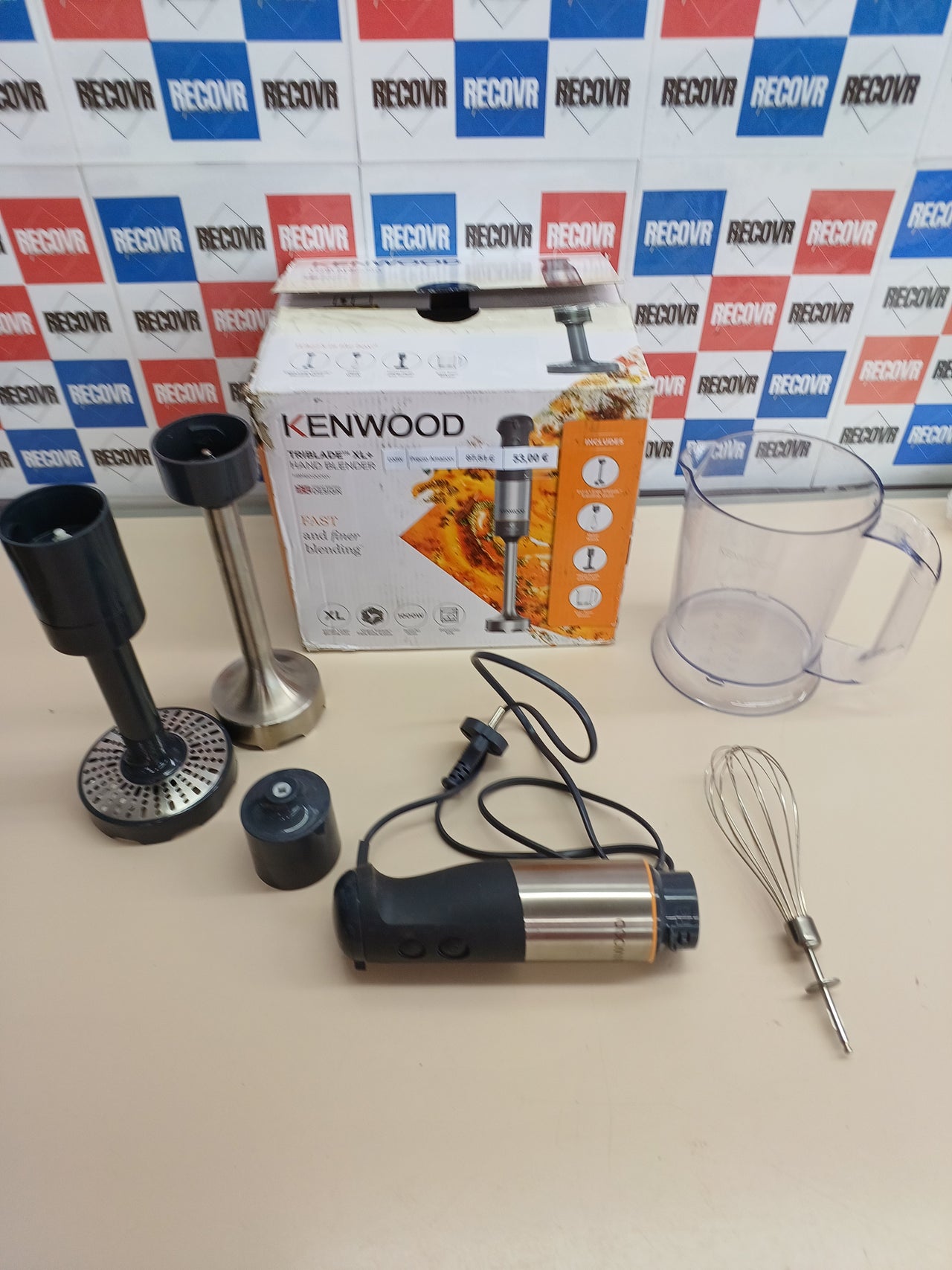 Batidora inmersión 1000 W con accesorios y vaso 0,75 L - Kenwood Triblade XL+