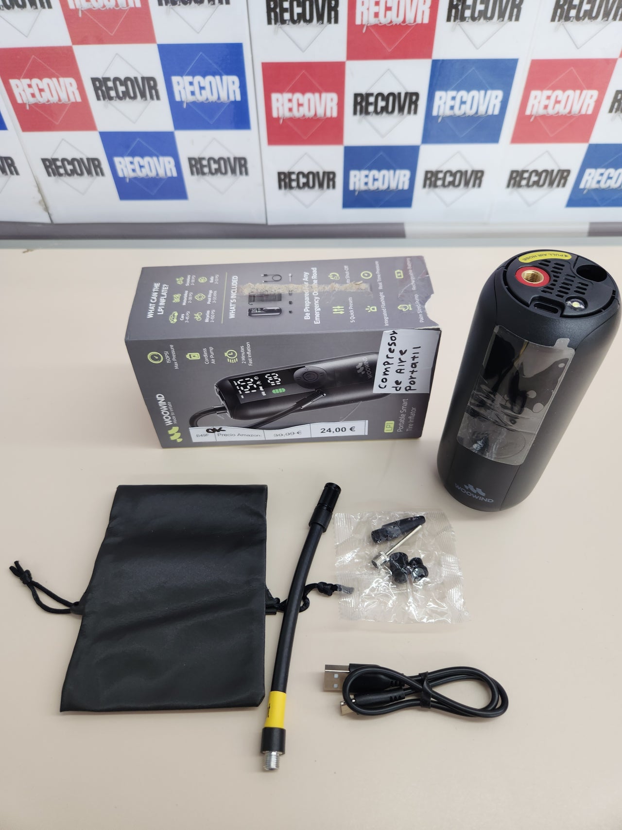 Compresor aire 2000 mAh o 4000 mAh Woowind LP1 recargable 150 PSI