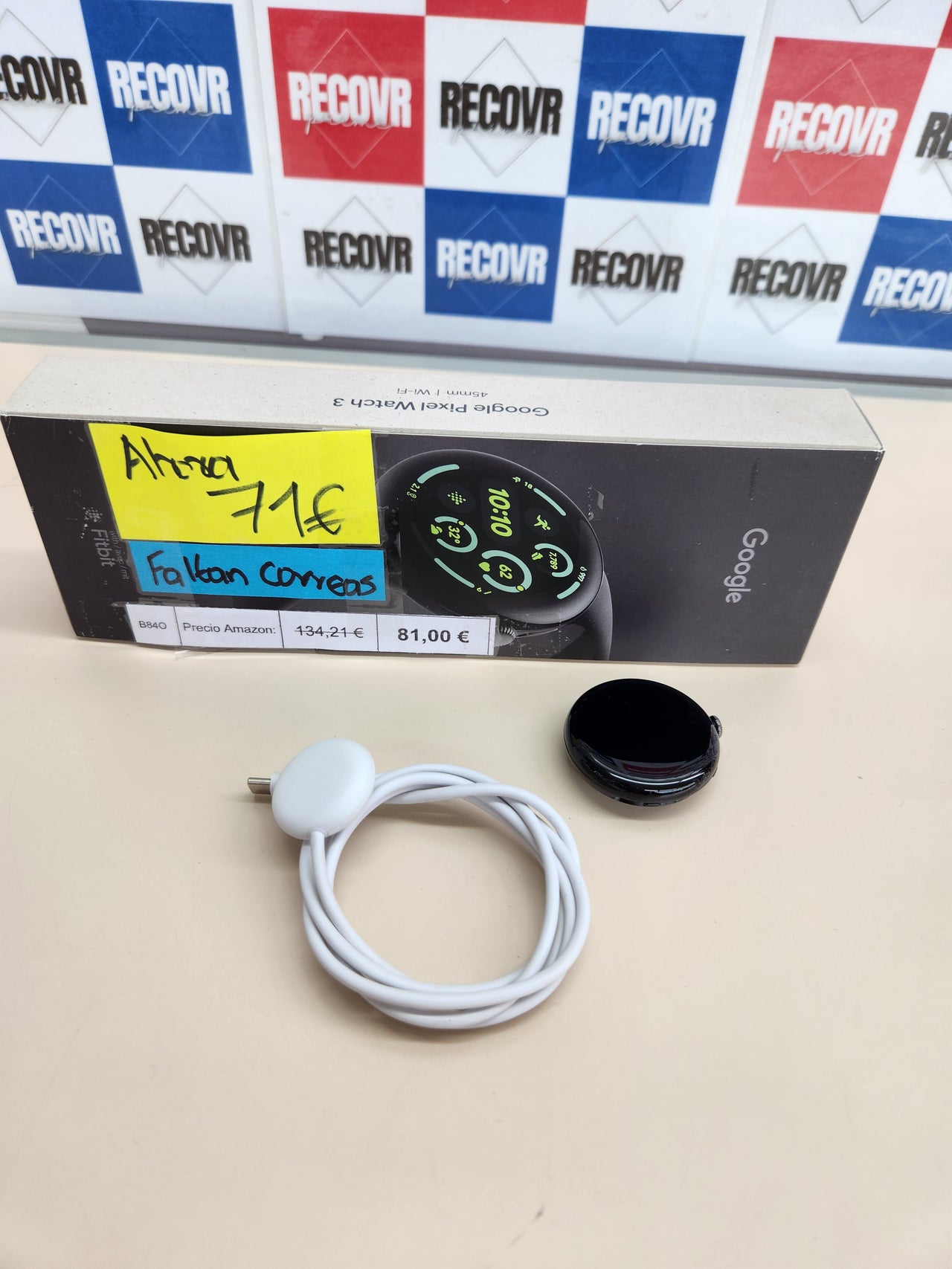 Reloj Inteligente, USB, Negro Google