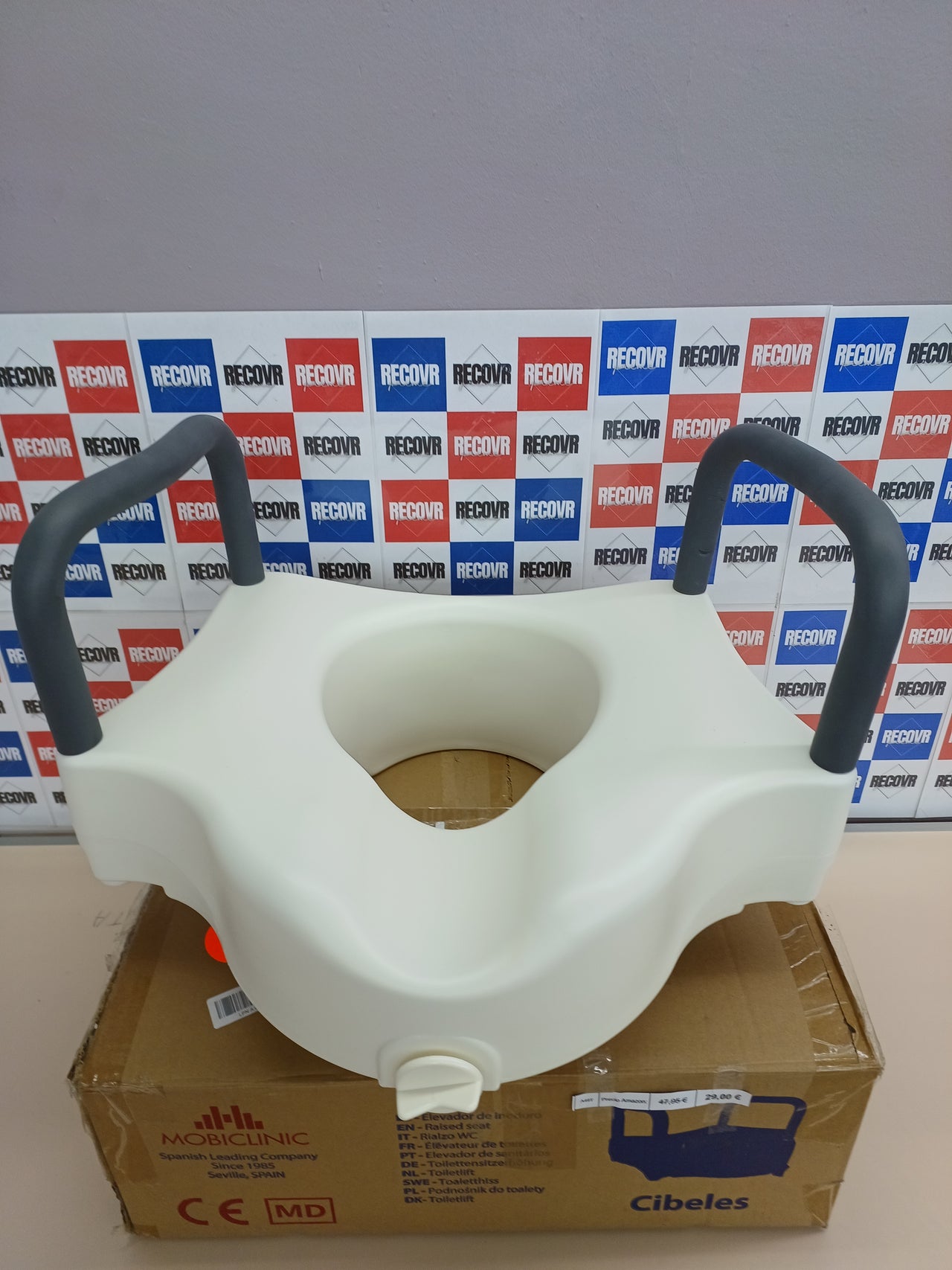 Mobiclinic, Elevador wc, Cibeles, Asiento de inodoro, Marca española, Reposabrazos acolchados, Con asas, Ayudas para el baño, Personas mayores, Discapacidad, Movilidad reducida, Confort, 10 cm