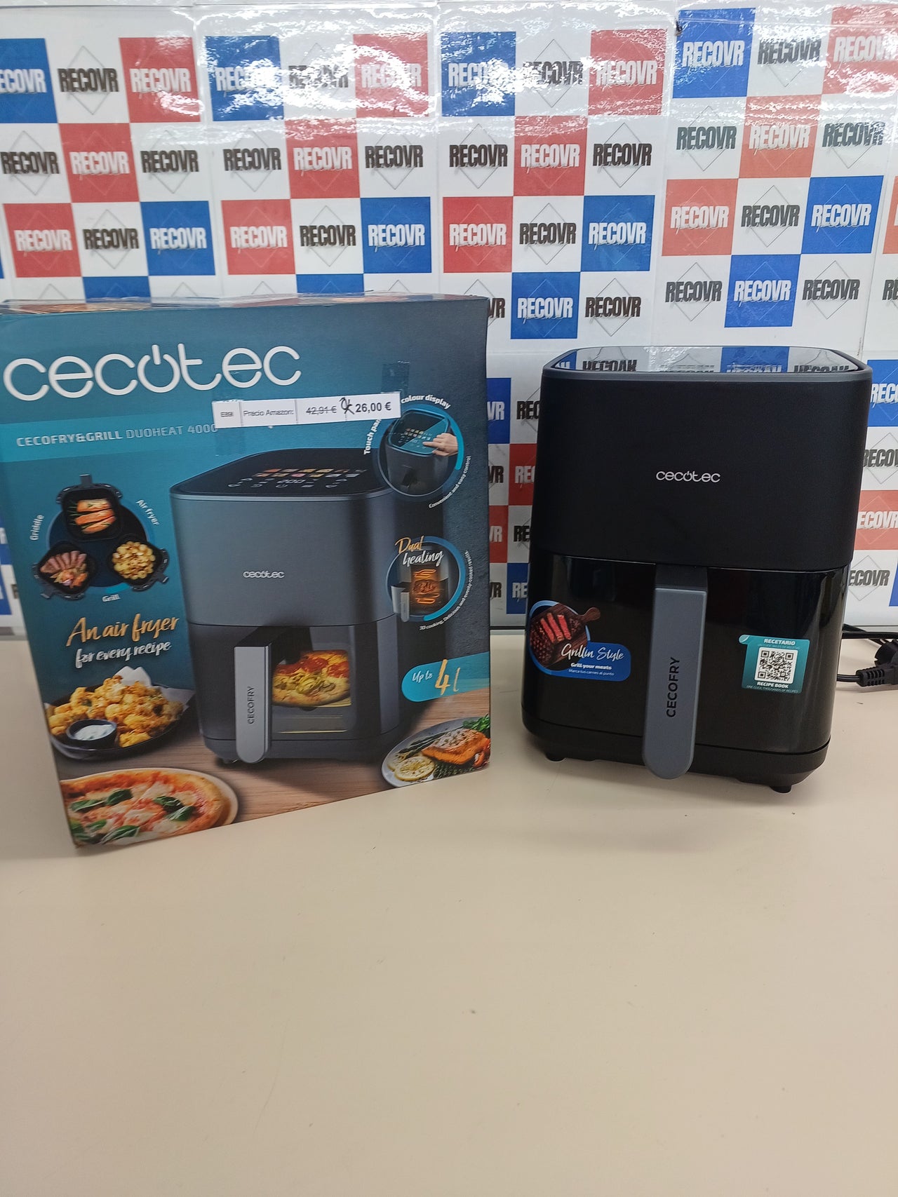 Freidora aire 4L 1900W grill y plancha – Cecotec