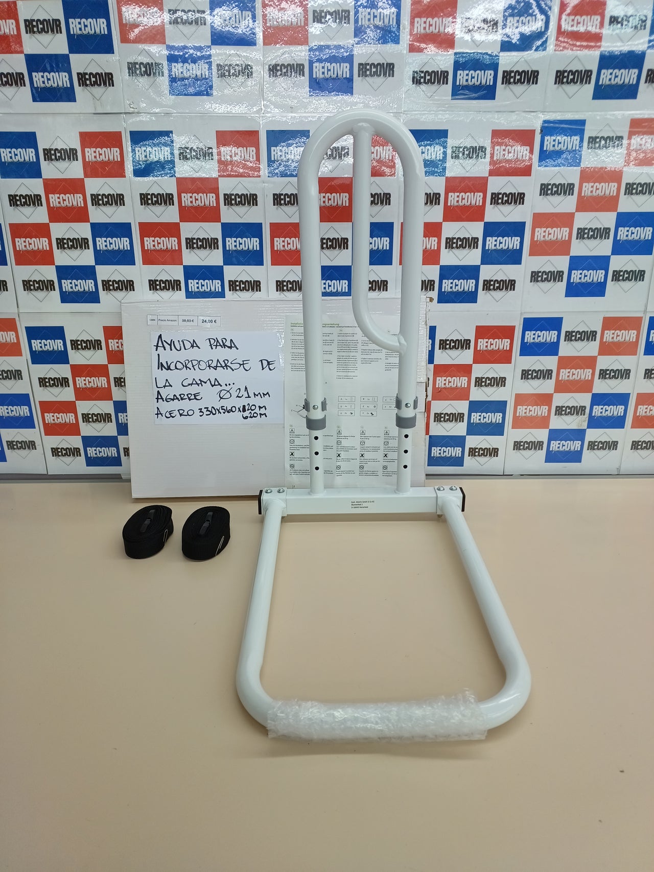 Barra de Cama Asistencial Blanca con Agarre
