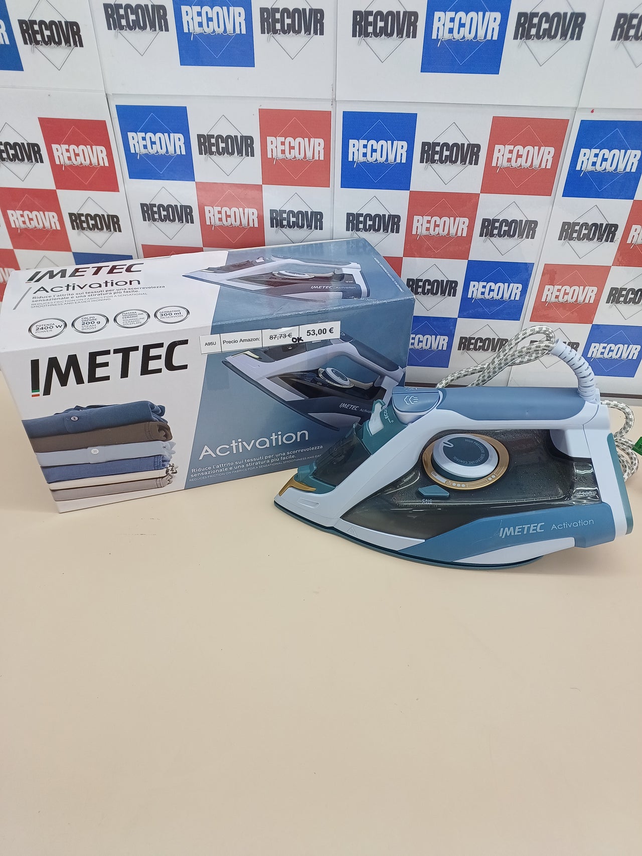 Plancha Vapor, Suela Deslizante Cerámica y Turmalina, Golpe de Vapor de 200 g, Tecnología Antical Zerocalc, Tecnología Eco, 2400 W Imetec Activation.