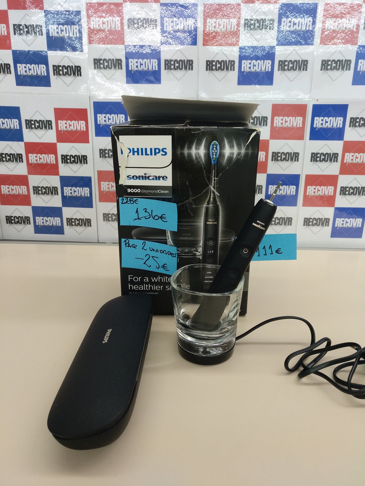 Philips Sonicare DiamondClean 9000 cepillo dental eléctrico, cepillo dental sónico con aplicación, sensor de presión, 4 modos de cepillado, 3 niveles de intensidad, negro, modelo HX9911/09