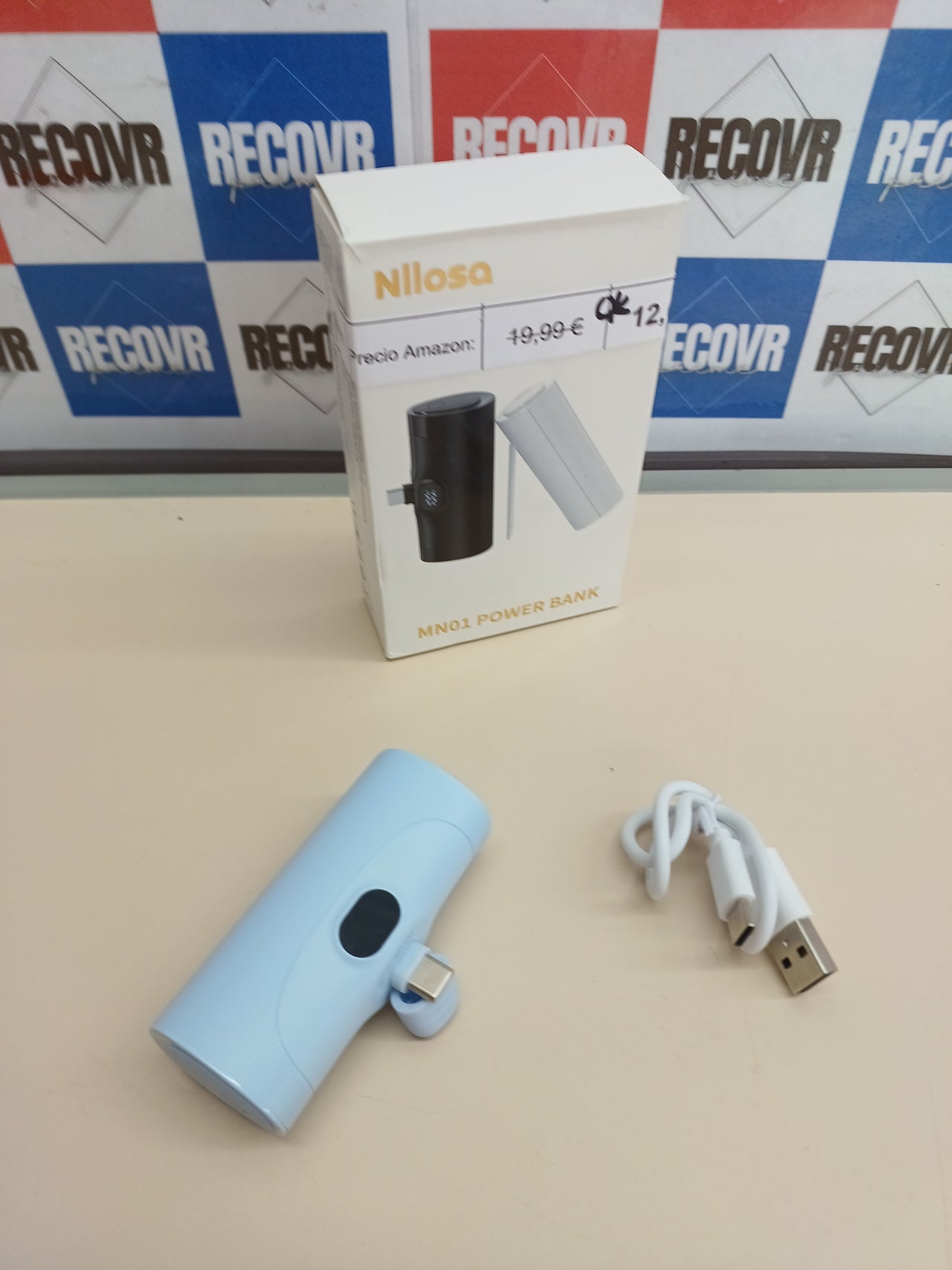 Powerbank 5000 mAh con soporte USB-C plegable - Mini Universal