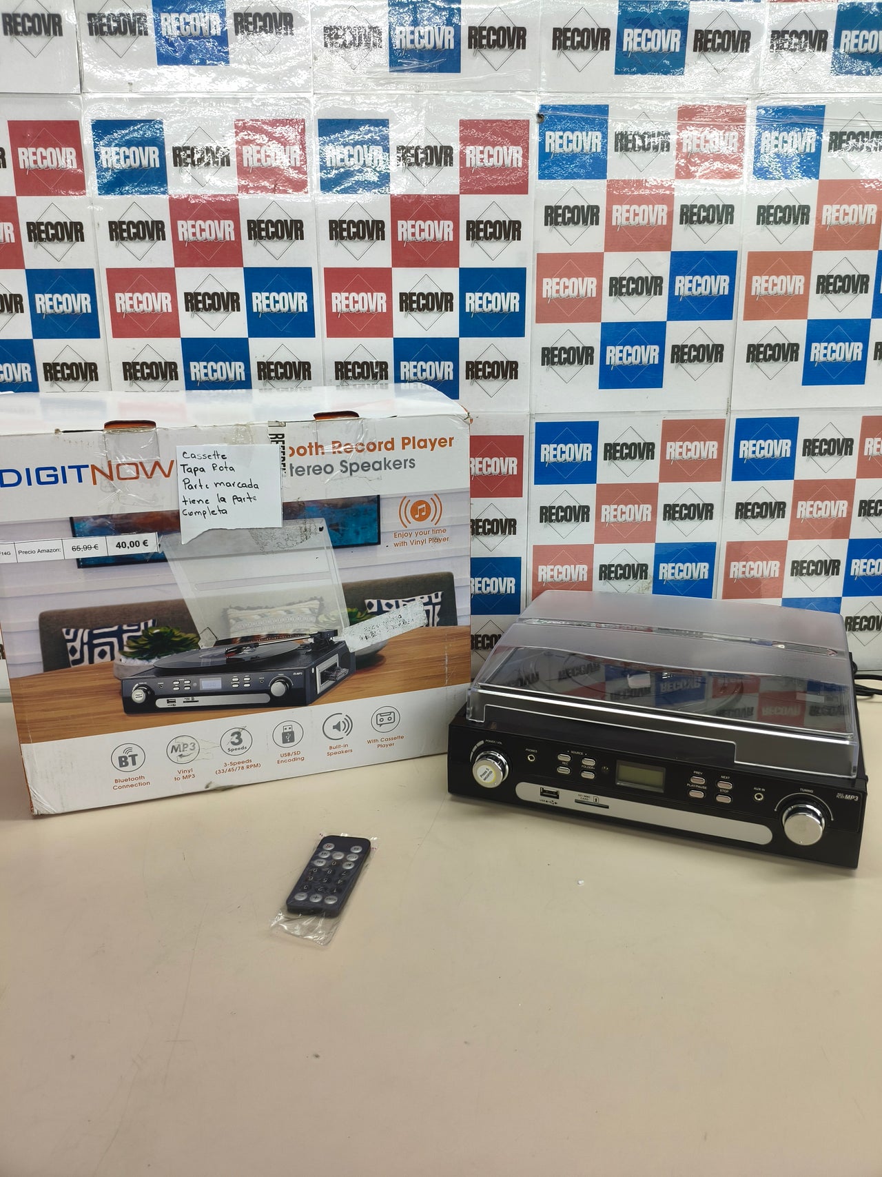 Tocadiscos Bluetooth DIGITNOW! con altavoces estéreo