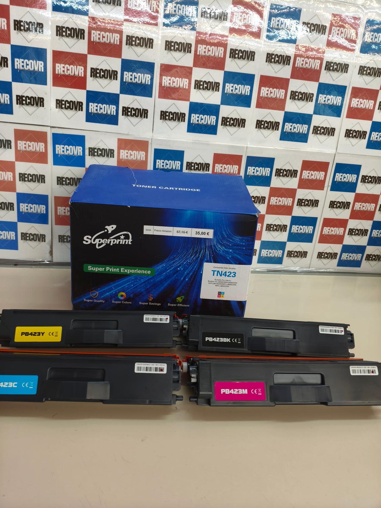 Superprint TN423, pack 4 tóneres compatibles Brother