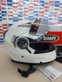 Casco Moto talla S (55 56 cm) Modular ECE Homologado - YEMA E13-0510253-WS  Casco de Moto Integral Scooter para Mujer Hombre Adultos con Doble Visera-Blanco-