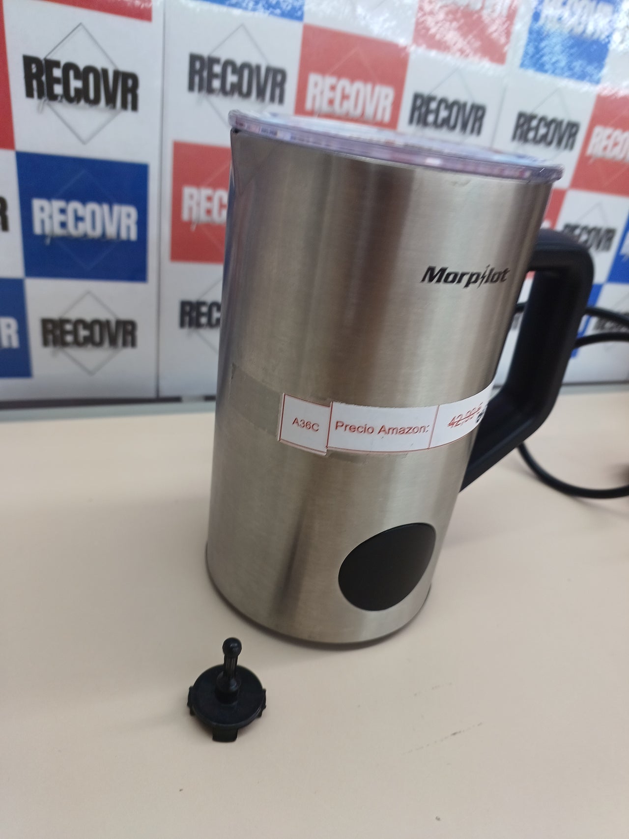 Espumador Leche Eléctrico 6 en 1, Espumador leche 350 ml  Leche Caliente y Chocolate, Espuma Caliente y Fría para Latte, Capuchinos, Macchiato, Acero Inoxidable Morpilot.