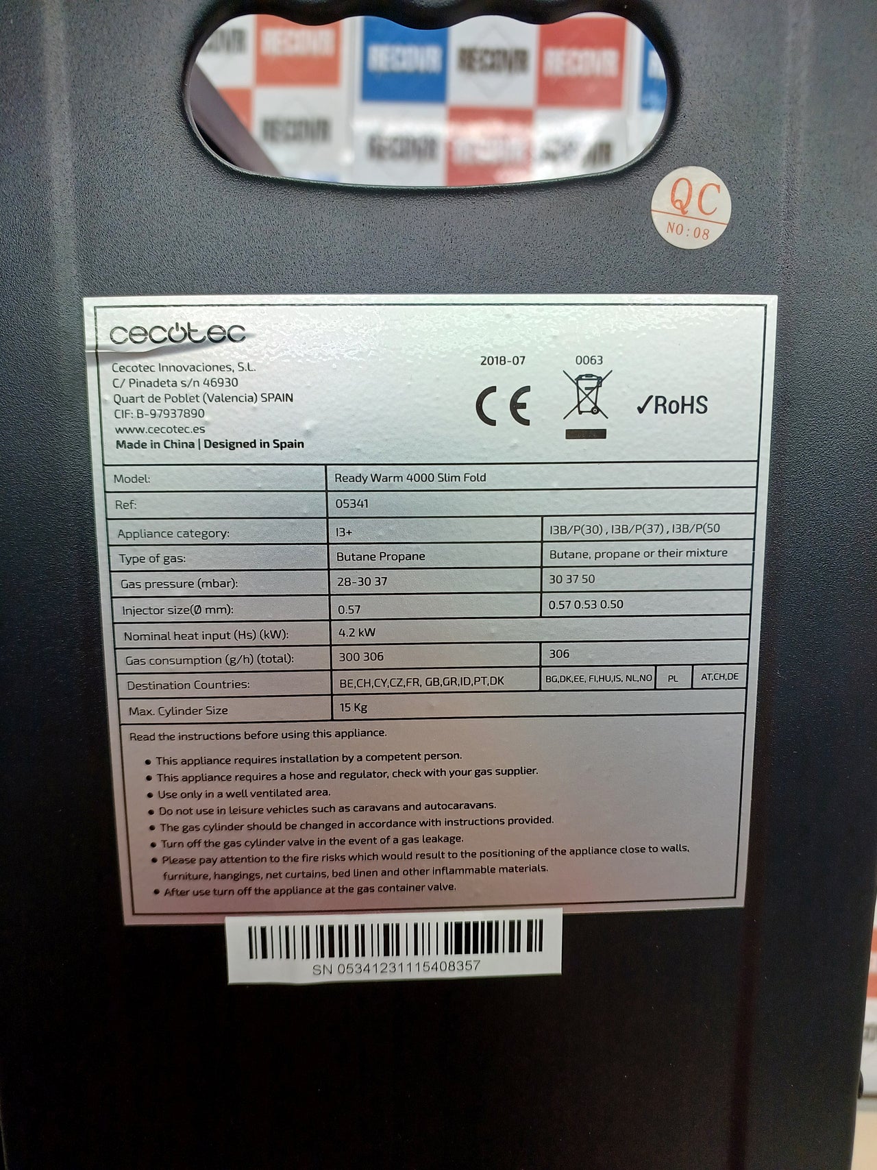 Estufa de Gas Cecotec Ready Warm 4000 Slim Fold