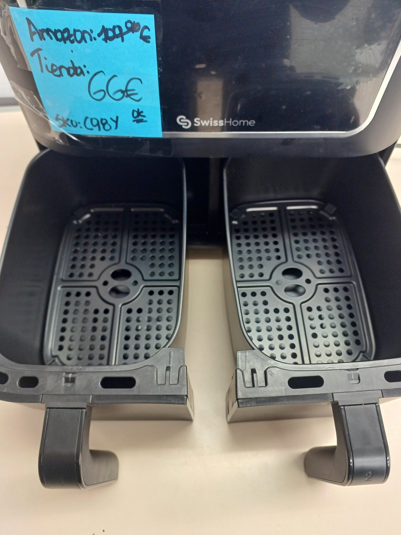 Freidora doble 2100 W, 2×3 L con 8 funciones SWISSHOME