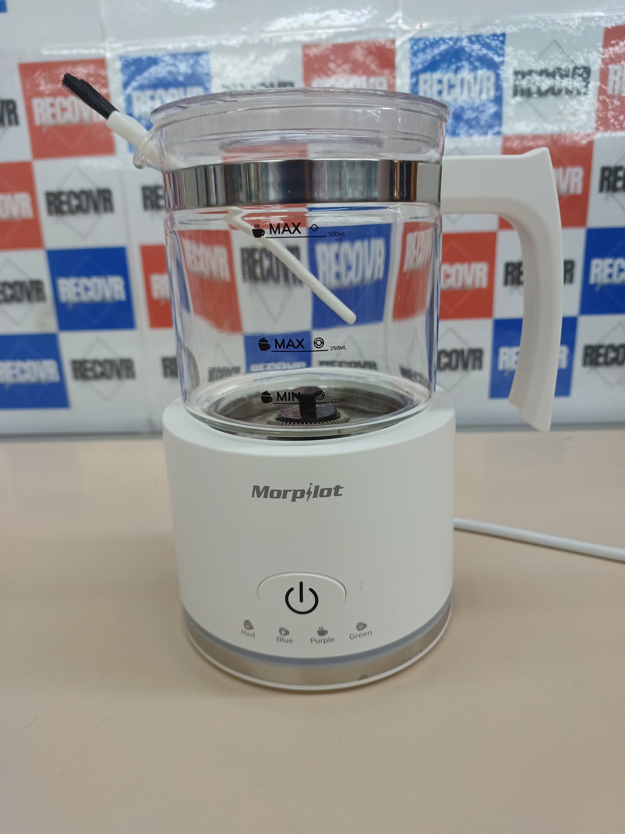 Espumador leche eléctrico,capacidad 250 ml capuchino o 300 ml leche caliente, de cristal, bonito para ver, 4 en 1 función, diseño dividido, Morpilot.