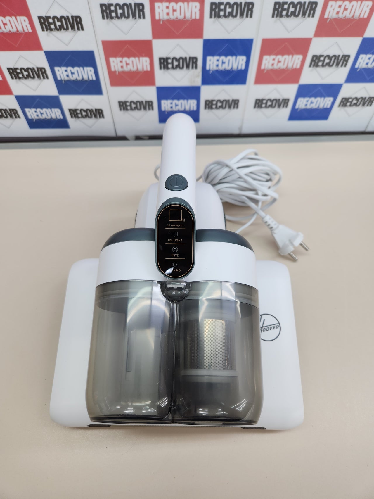 Hoover Ultravortex 2.0 Aspirador de Mano Especial Colchones con Sensor de Polvo, 4 en 1, Antiácaros y Antibacterias, Luz UV-C, Especial Alergias, Función Secado, Previene el Moho, Ligero [HMC510UV]